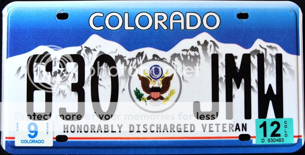 COLORADO " HONORABLY DISCHARGED VETERAN " CO Military Graphic License