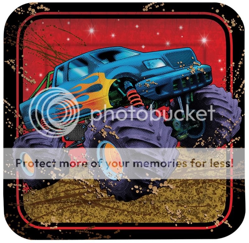 Monster Truck Dessert Plates Mudslinger Birthday Party Supplies eBay