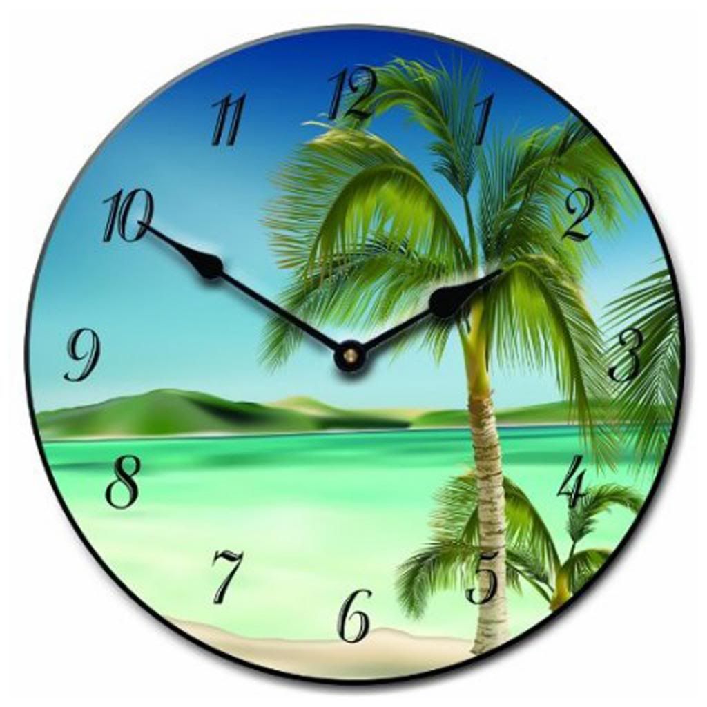 Large wall Beach 2 Clock 10" 48" Whisper Quiet, NonTicking eBay